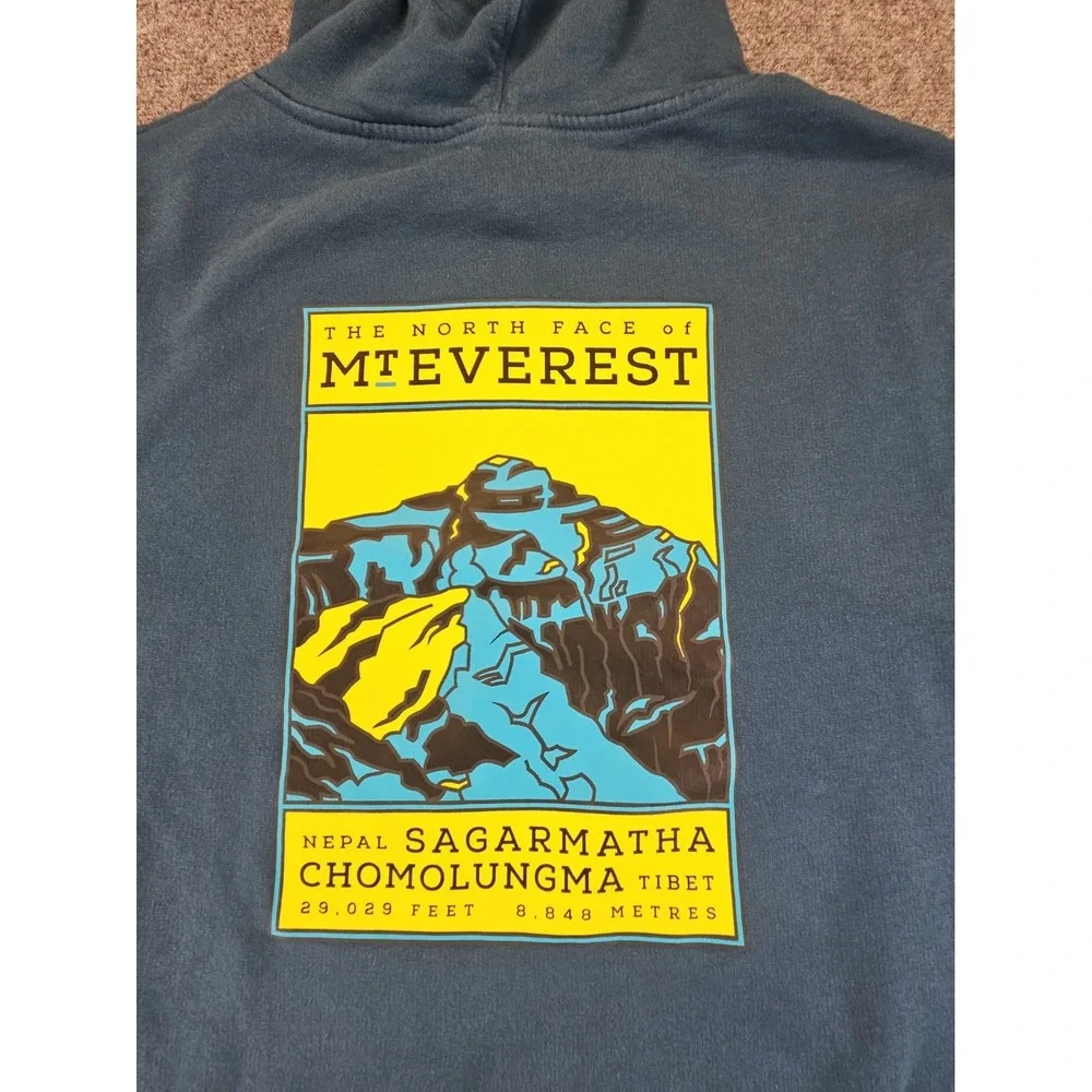 The North Face Mens Large Blue Hoodie Mt Everest  Graphics Excellent 1721